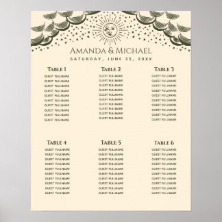 Oliv Sun Måne Tarotkort Bröllop Placeringslista Poster