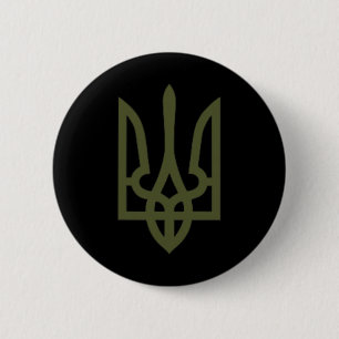 Oliv Ukrainas Trident-symbol på hjärtat - Ukrain Knapp