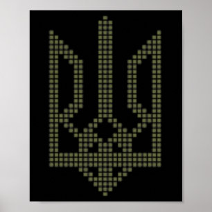 Oliv Ukrainas Tryzub-symbol på hjärtat - Ukrai Poster