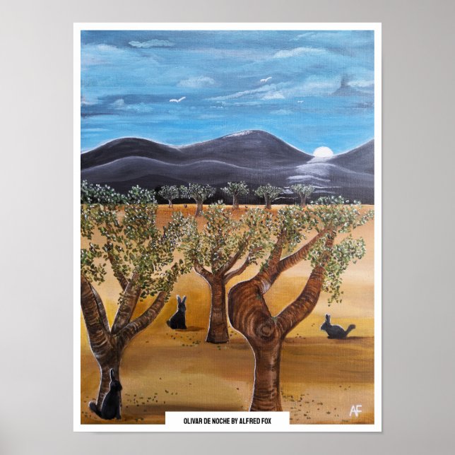 Olivar de Noche Målning av Alfred Fox Poster (Framsidan)