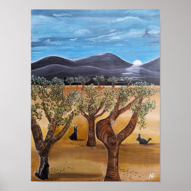 Olivar de Noche Målning av Alfred Fox Poster (Framsidan)