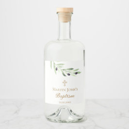 Olivboskap gren spritflaskor etikett