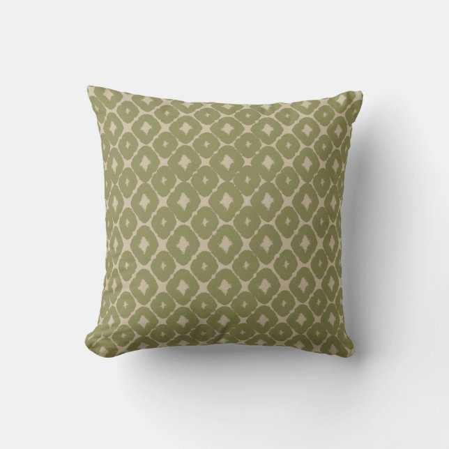 Olive and cream Boho Geometric Throw Pillow Kudde (Framsida)