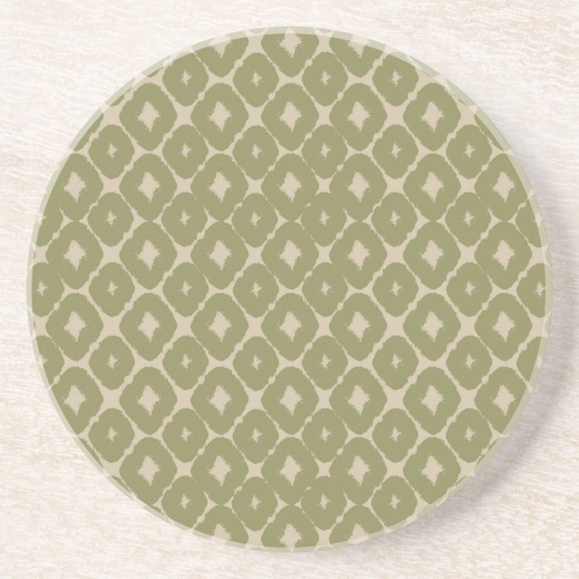 Olive and cream Boho Geometric Throw Pillow Underlägg (Framsidan)