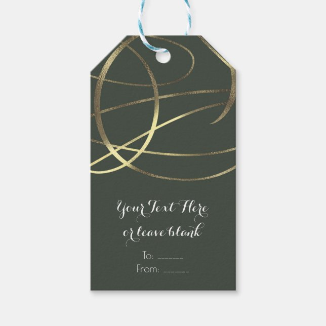 Olive Army Grön & Guld Falsk Folie Anpassat Förmån Presentetikett (Framsidan)