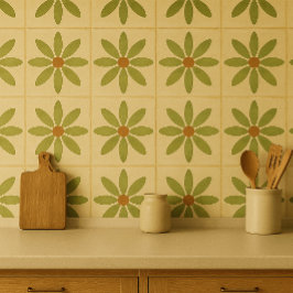 Olive Bloom Tile – Vintage Floral Pattern Kakelplatta