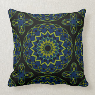 Olive-Blue på Black Kaleidoeart Kudde