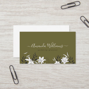Olive Boho Blommigt Design Affärskort Visitkort