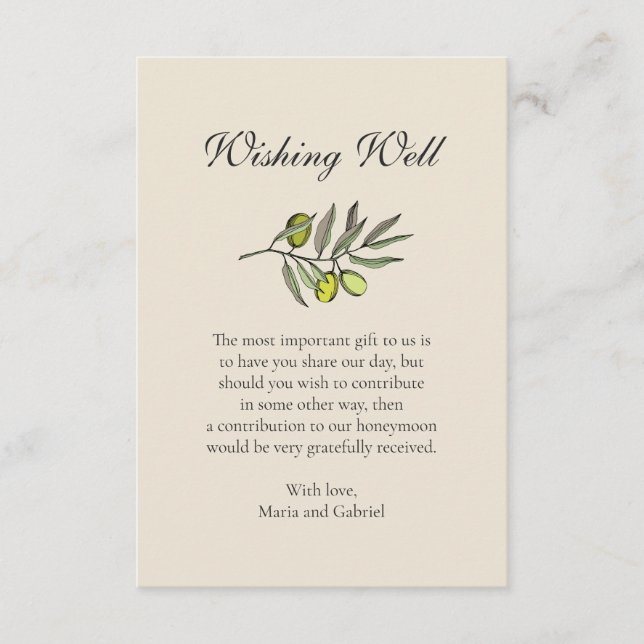 Olive Botanical önskar lycka till. Tuscan stil brö Tilläggskort (Framsida)