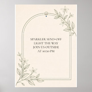 Olive Botanical Sparkler Avskedsbröllopsskylt Poster