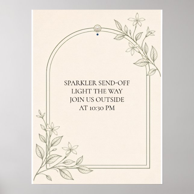Olive Botanical Sparkler Avskedsbröllopsskylt Poster (Framsidan)
