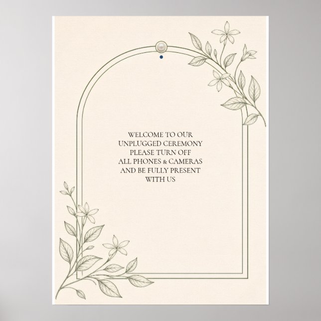 Olive Botanical Unplugged Bröllopsceremoni-skylt Poster (Framsidan)