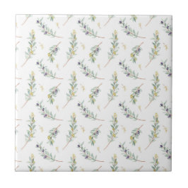 Olive Branch Botanical Rustic Pattern Kakelplatta