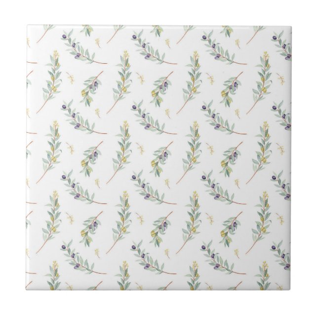 Olive Branch Botanical Rustic Pattern Kakelplatta (Framsidan)
