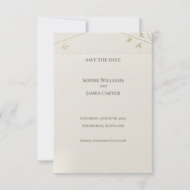 Olive Branch Botanical Save the Date-kort Spara Datumet (Framsida)