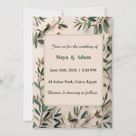  Olive Branch Greenery Botanical wedding Inbjudningar