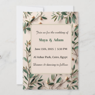  Olive Branch Greenery Botanical wedding Inbjudningar
