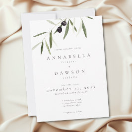 Olive Branch Watercolor Elegant Minimalist Wedding Inbjudningar