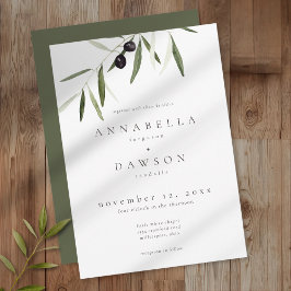 Olive Branch Watercolor Elegant Minimalist Wedding Inbjudningar