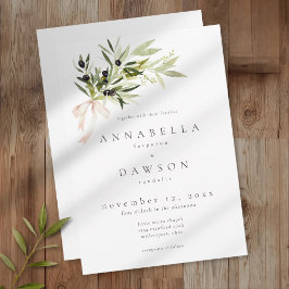 Olive Branch Watercolor Elegant Minimalist Wedding Inbjudningar