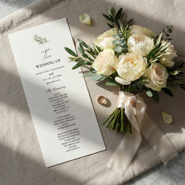 Olive Branch Wedding Program | Minimal  (Skapare uppladdad)
