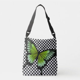 Olive Butterfly Checker Kor Body Tote Bag Axelväska