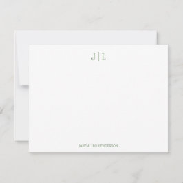 Olive Classic Anpassad Monogram Par Bröllop Anteckningskort