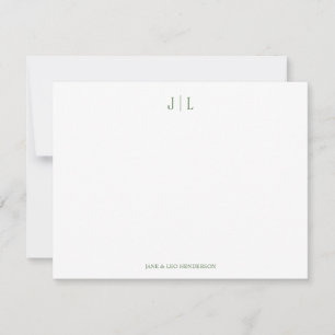 Olive Classic Anpassad Monogram Par Bröllop Anteckningskort