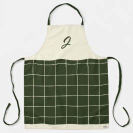 Olive Cream Grid Square Mönster Monogram Initial