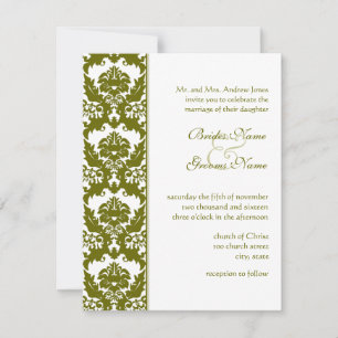 Olive Damask bröllopsinbjudningar Inbjudningar