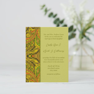 Olive Damask bröllopsinbjudningar Mörker Inbjudningar