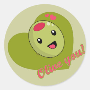 Olive du Sticker Runt Klistermärke