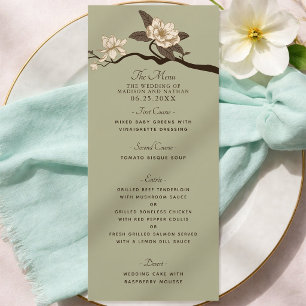 Olive Elegant Vintage Magnolia Bröllop Meny