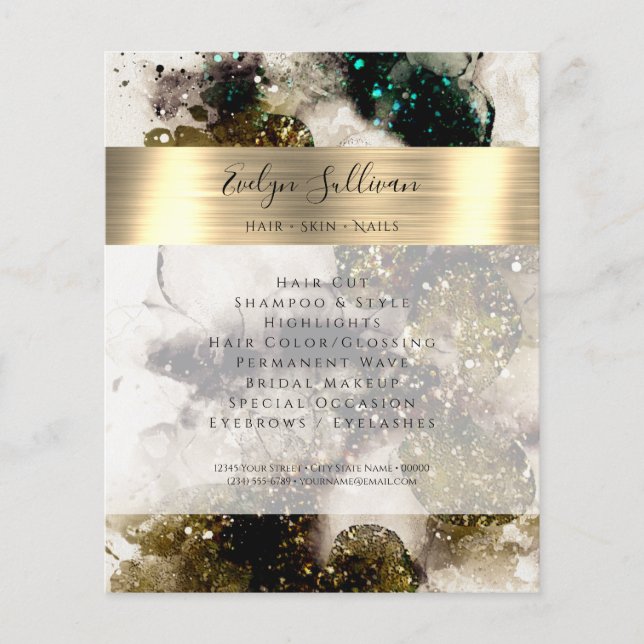 Olive emerald grönt vattenfärgsflygare flygblad (Framsidan)