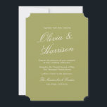 Olive Estate Calligraphy Wedding Invitation Inbjudningar<br><div class="desc">Olive estate calligraphy wedding invitations designed for a refined European garden celebration. Featuring elegant classic script set on a soft olive background, this invitation reflects 2026 Herb Green wedding trends with timeless manor sophistication. Ideal for estate venues, church ceremonies, and romantic outdoor weddings. Style with vellum wraps, wax seals, or...</div>