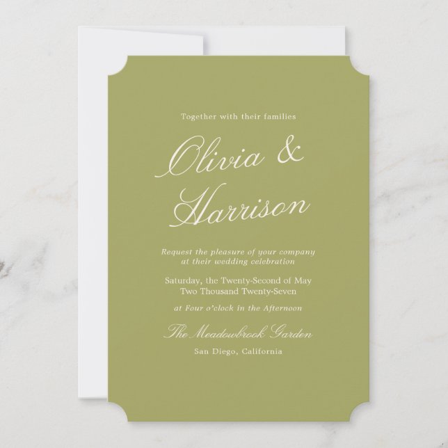 Olive Estate Calligraphy Wedding Invitation Inbjudningar (Framsida)