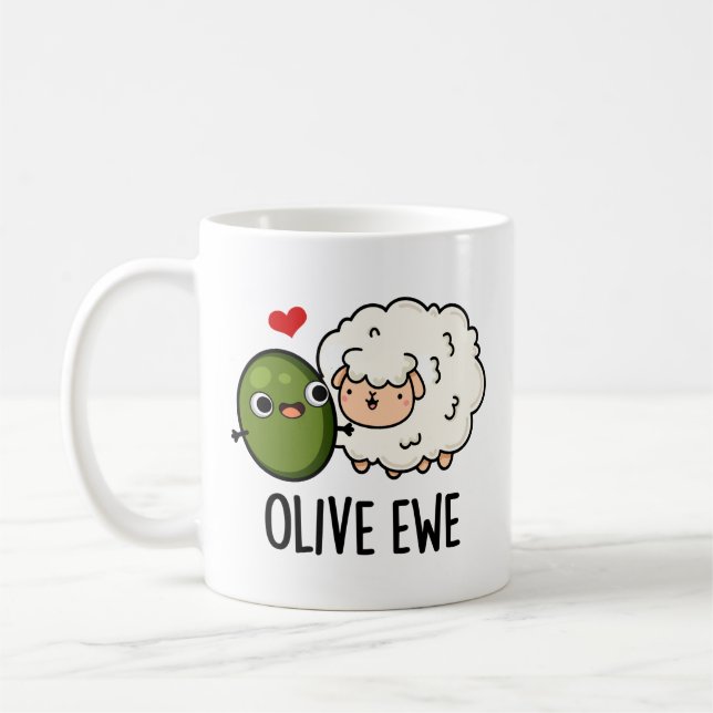 Olive Ewe Funny Kärlek Pun Kaffemugg (Vänster)