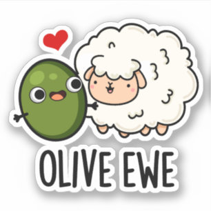 Olive Ewe Funny Kärlek Pun Klistermärken