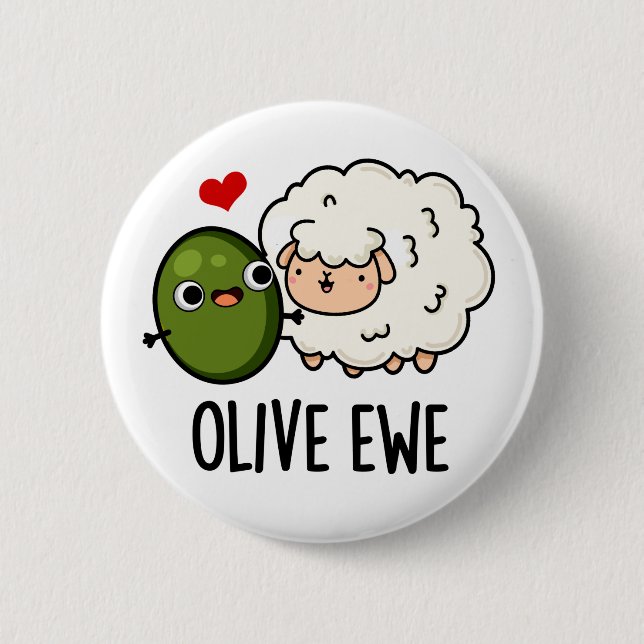 Olive Ewe Funny Kärlek Pun Knapp (Framsida)