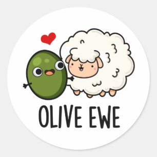 Olive Ewe Funny Kärlek Pun Runt Klistermärke