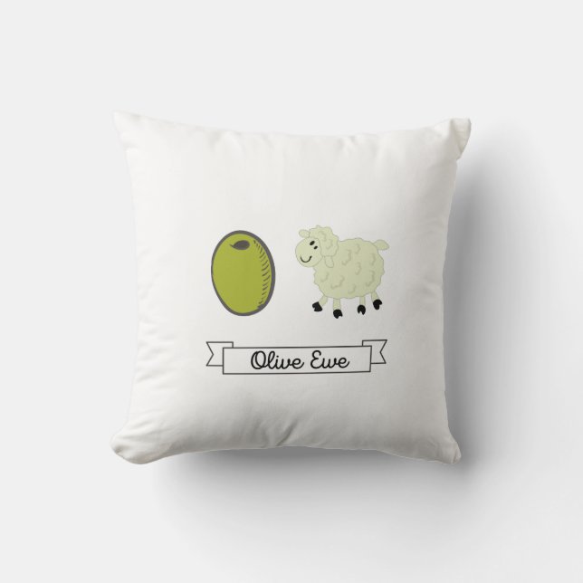Olive Ewe (I Kärlek You) Dekorativ kudde (Framsida)