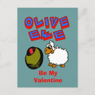 Olive Ewe, jag Kärlek, du Tecknad Valentine Postca Vykort