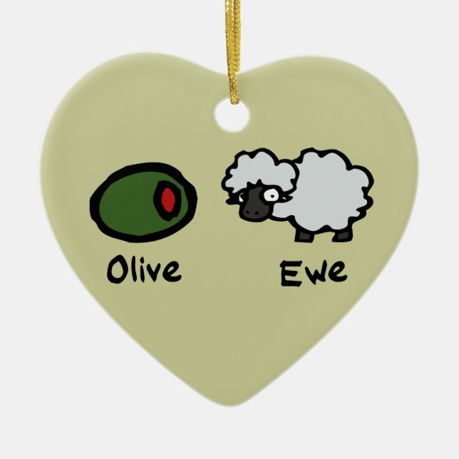 Olive Ewe Julgransprydnad Keramik (Framsidan)