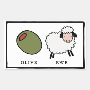 Olive Ewe Kärlek Puns Rektangulärt Klistermärke