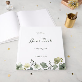 Olive Floral Wedding Gästböcker