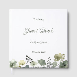 Olive Floral Wedding Gästböcker