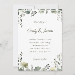 Olive Floral Wedding Inbjudningar