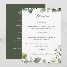 Olive Floral Wedding Meny