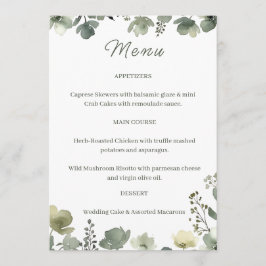 Olive Floral Wedding Meny