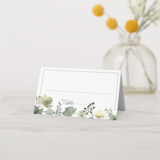 Olive Floral Wedding Placeringskort